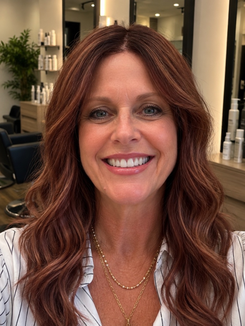 Red Wavy Lace Front Wig by Alexander Couture, Esme in color Autumn Sunrise